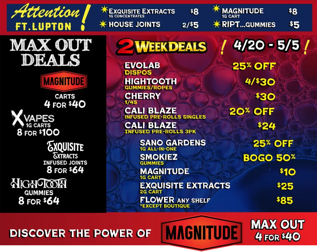 2 Week Deals / Max-Out Specials / New Ft. Lupton prices!