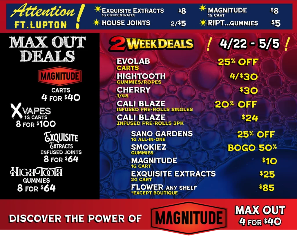 2 Week Deals / Max-Out Specials / New Ft. Lupton prices!