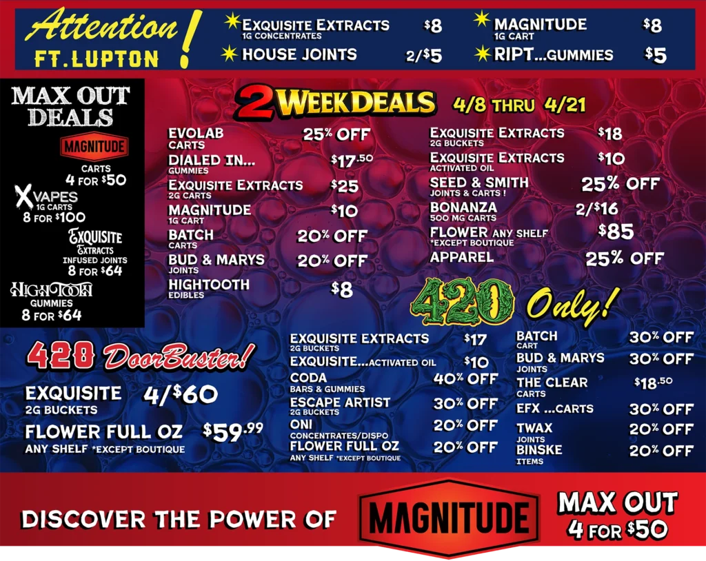 2 Week Deals / Max-Out Specials / New Ft. Lupton prices!