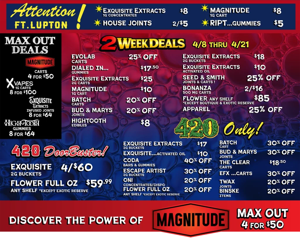 2 Week Deals / Max-Out Specials / New Ft. Lupton prices!