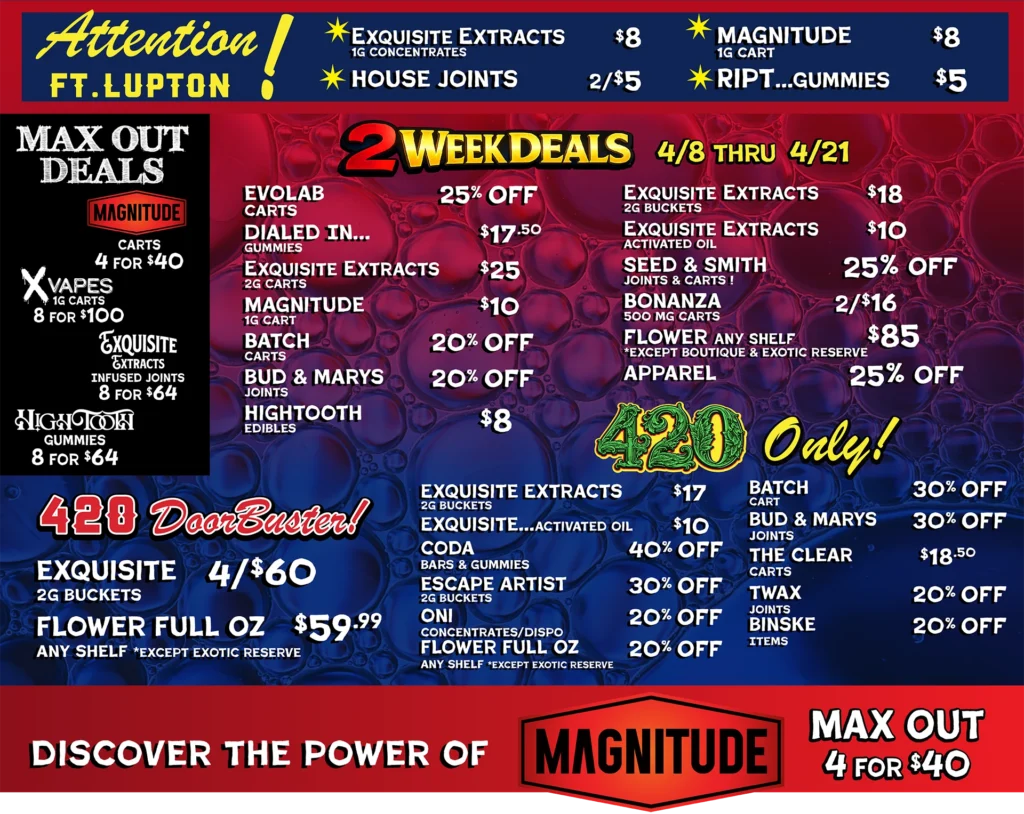 2 Week Deals / Max-Out Specials / New Ft. Lupton prices!